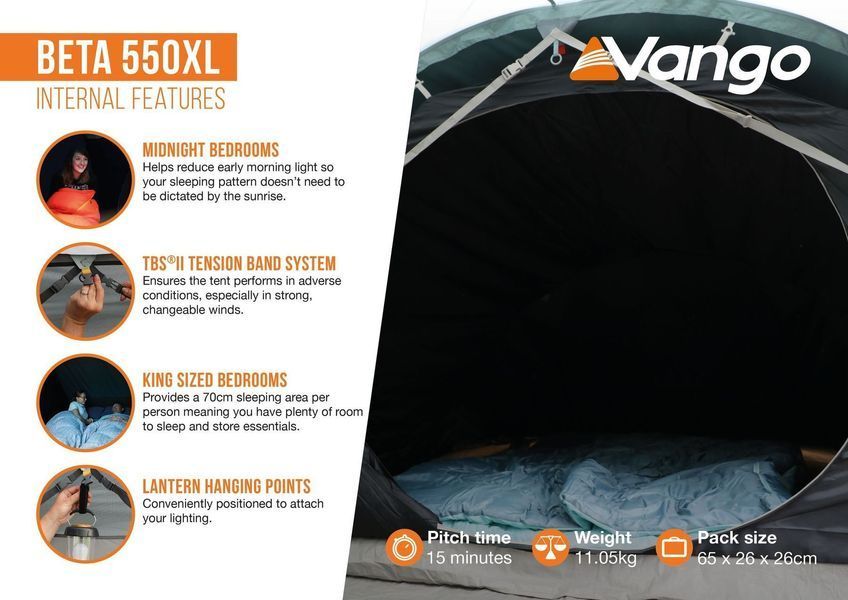 Пятиместная палатка Vango Beta 550XL Mineral Green TEUBETA00000002 фото