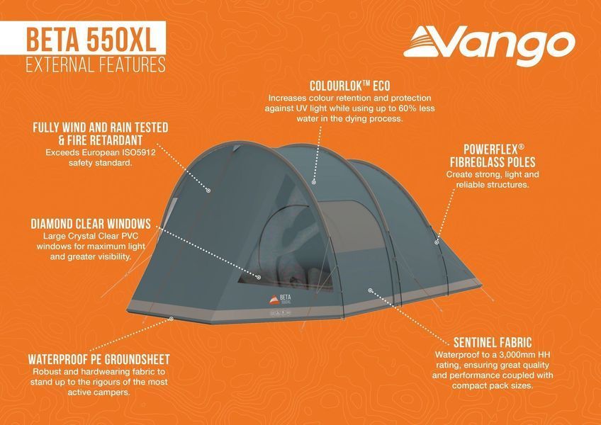 Пятиместная палатка Vango Beta 550XL Mineral Green TEUBETA00000002 фото