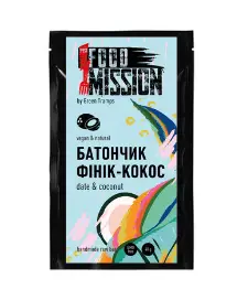 Снек: Food Mission Батончик кокосовий з фініком 811550 фото