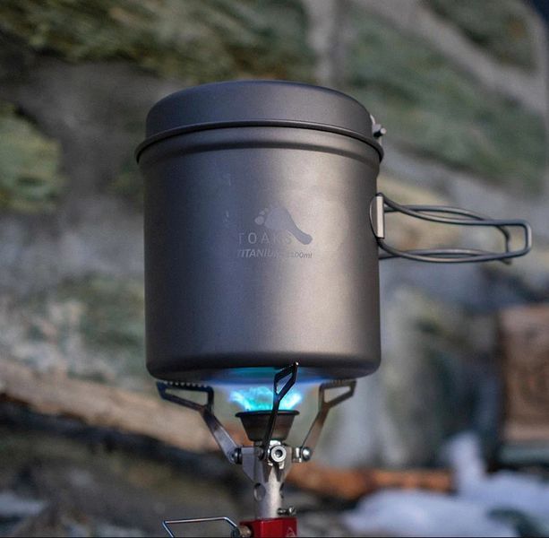 Котелок Toaks Titanium 1100ml Pot with Pan титановый со складными ручками и крышкой-сковородкой (CKW-1100) 810661 фото