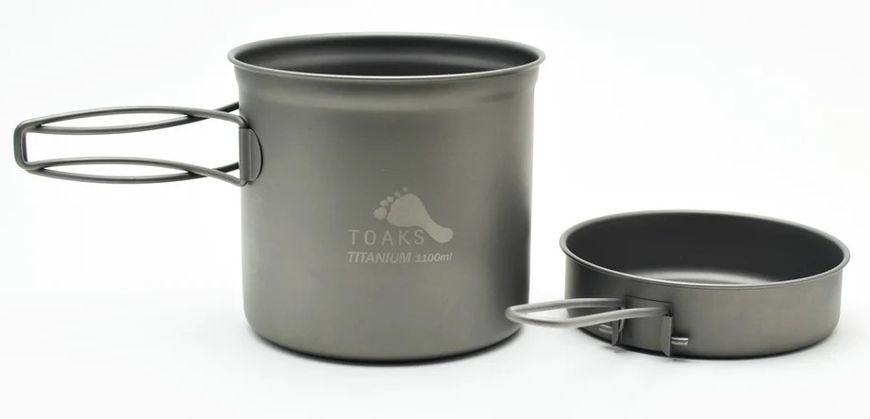 Котелок Toaks Titanium 1100ml Pot with Pan титановый со складными ручками и крышкой-сковородкой (CKW-1100) 810661 фото