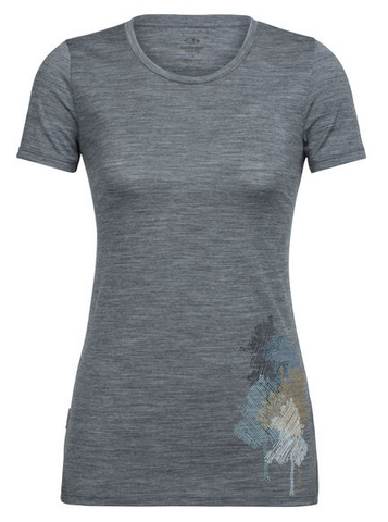 Футболка жен. Icebreaker Tech Lite SS Low Crew WMN Through the Forest 150 Ultralight gritstone hthr XS 802347 фото