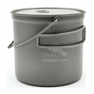 Котелок Toaks Titanium 1100ml Pot with Bail Handle титановый со складными ручками и крышкой (POT-1100-BH)