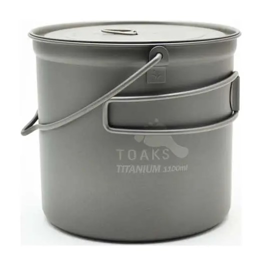 Котелок Toaks Titanium 1100ml Pot with Bail Handle титановый со складными ручками и крышкой (POT-1100-BH)1