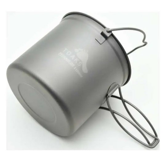 Котелок Toaks Titanium 1100ml Pot with Bail Handle титановый со складными ручками и крышкой (POT-1100-BH)2