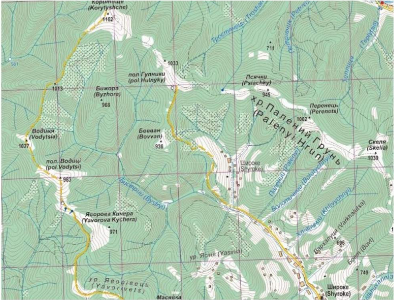 Карта Marked routes network Горганское низкогорье ламинированная3